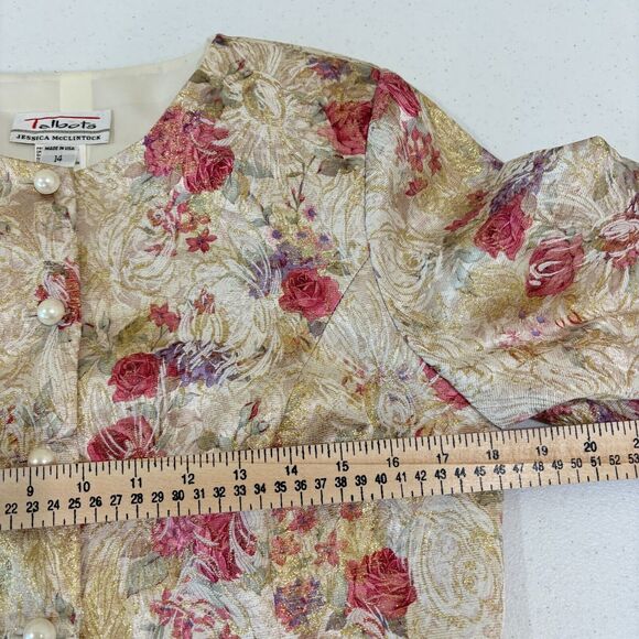 Vintage Talbots Jessica McClintock Floral Lace Jacket 14 Pearl Jacquard Lace 80s - Picture 11 of 13